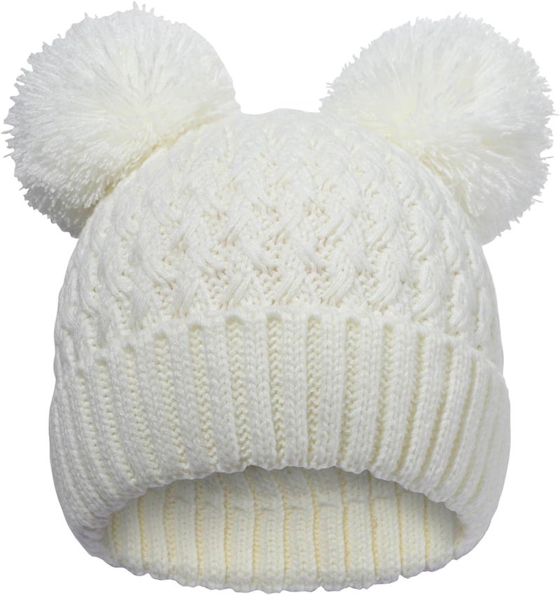 KDVOG Store Kids Winter Hat Warm Knitted Beanies with Double Pom Pom Thick Ski Cap for Boys Girls 7-12 Years - Image 1